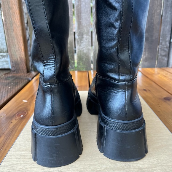 Zara Wm’s Lug Sole Pull On High Boots In Black Sz 39 EU Sz 8 US - Picture 7 of 16